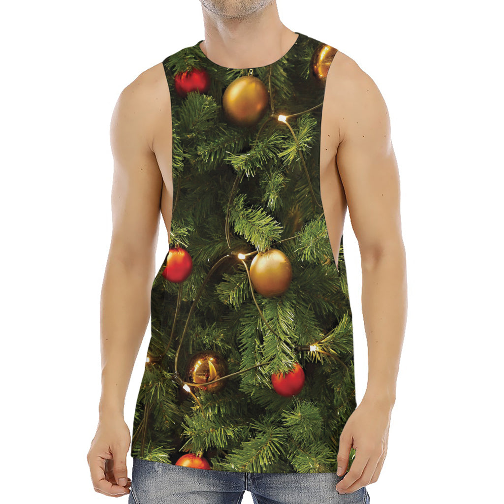 Decorated Christmas Tree Print Men's Muscle Tank Top