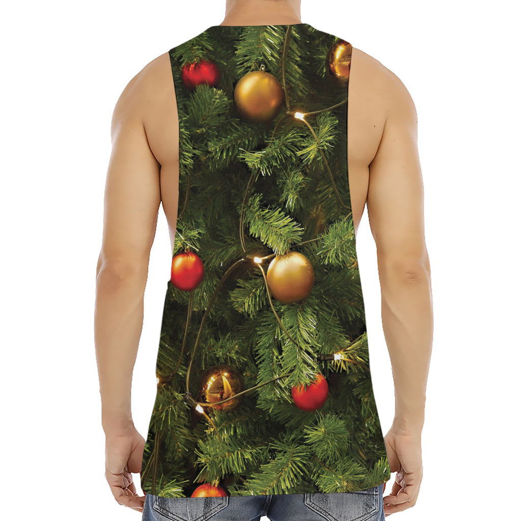 Decorated Christmas Tree Print Men's Muscle Tank Top