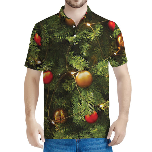 Decorated Christmas Tree Print Men's Polo Shirt