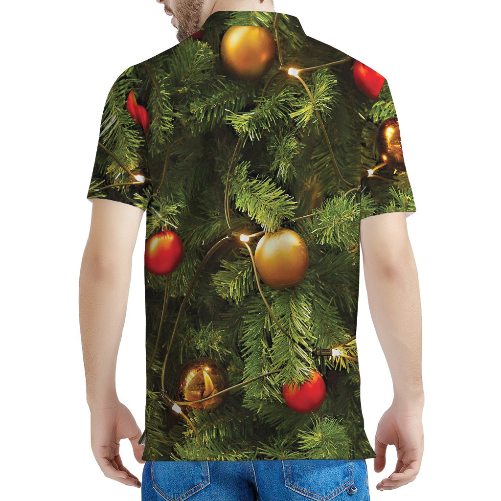 Decorated Christmas Tree Print Men's Polo Shirt