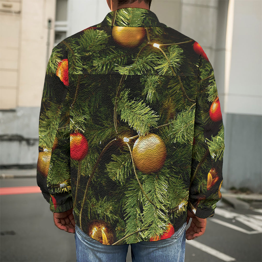 Decorated Christmas Tree Print Men's Shirt Jacket