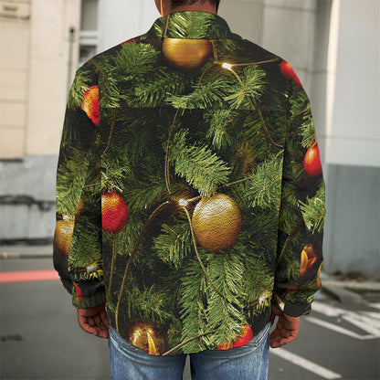 Decorated Christmas Tree Print Men's Shirt Jacket