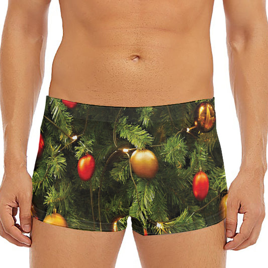 Decorated Christmas Tree Print Men's Short Boxer Briefs