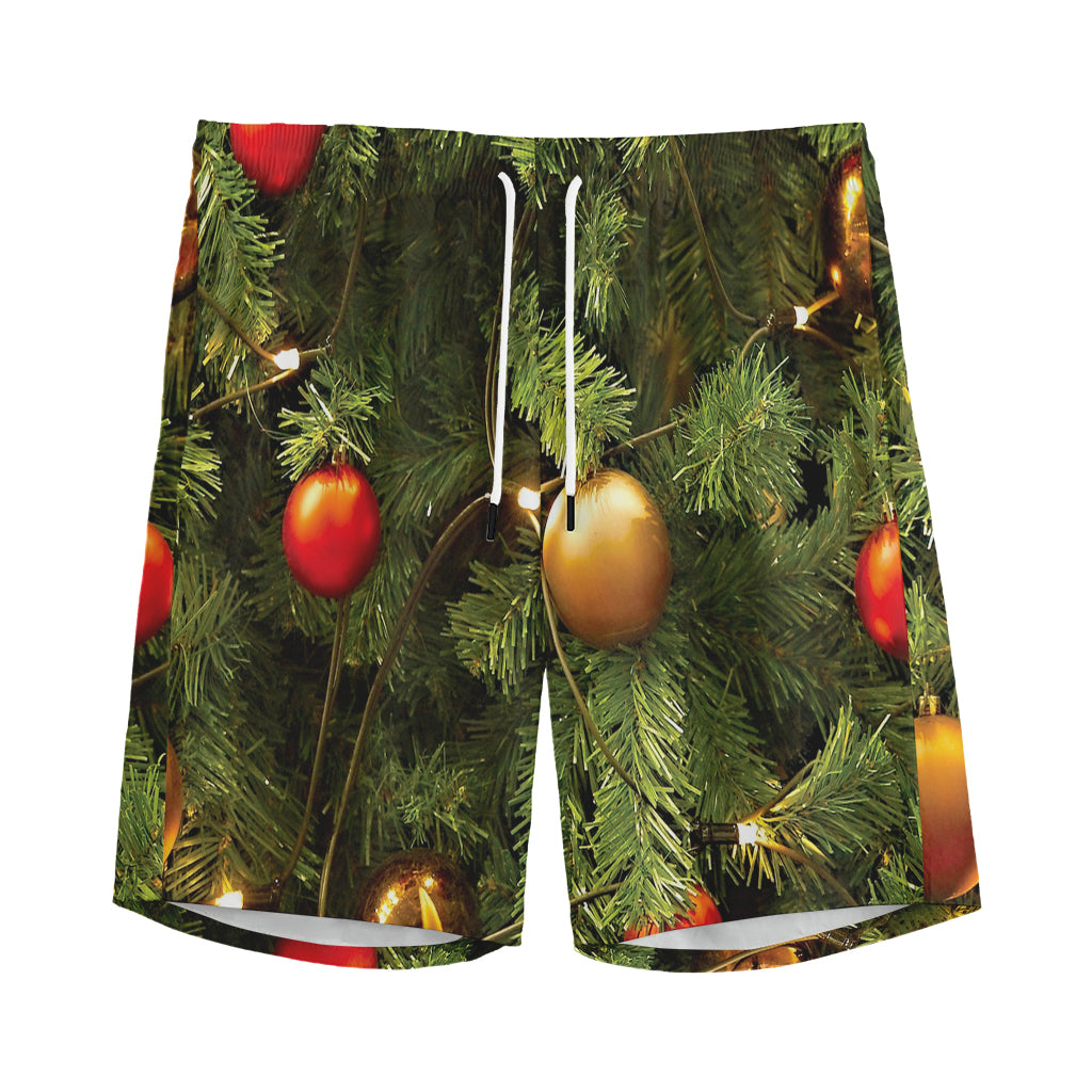 Decorated Christmas Tree Print Men's Sports Shorts