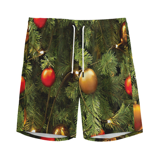 Decorated Christmas Tree Print Men's Sports Shorts