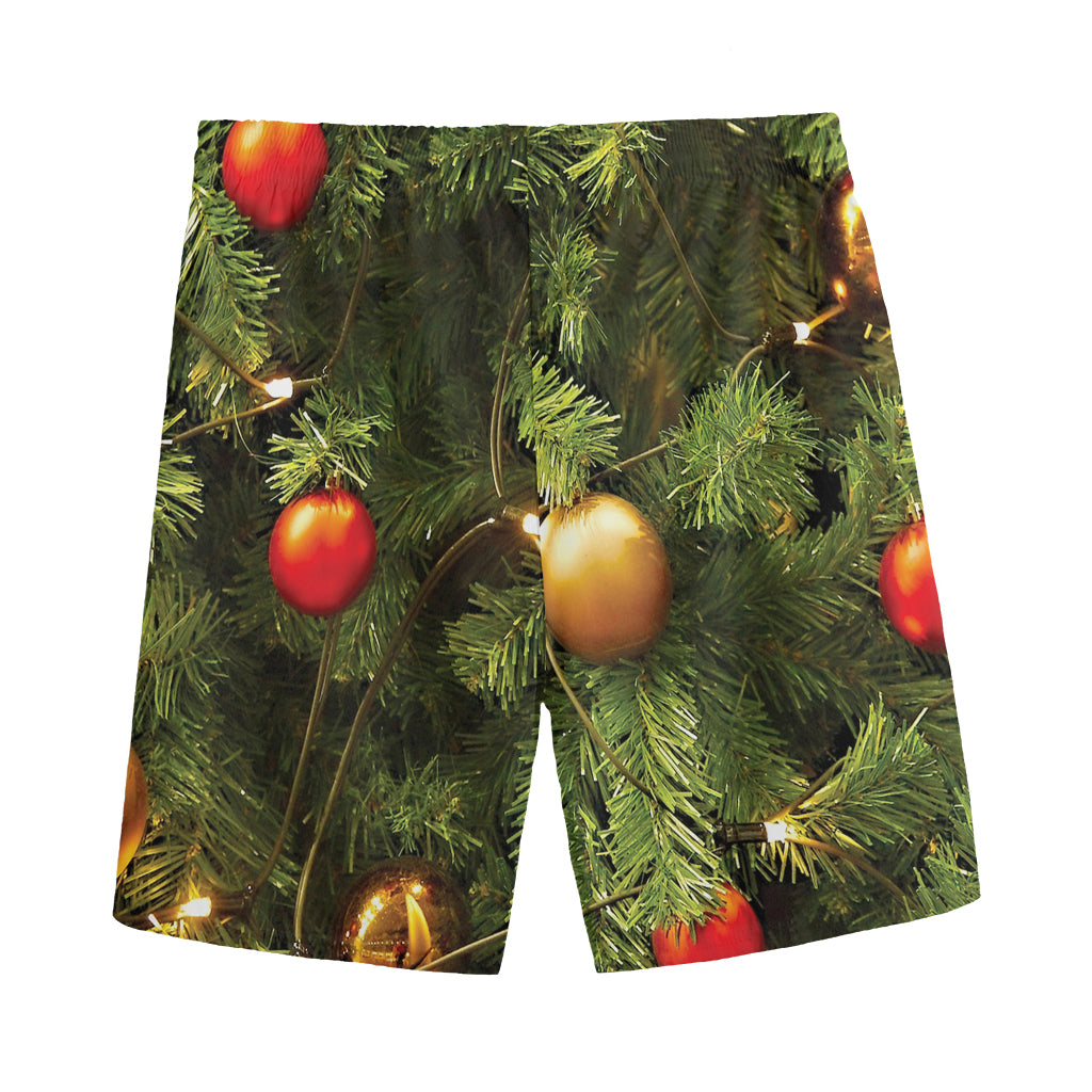 Decorated Christmas Tree Print Men's Sports Shorts