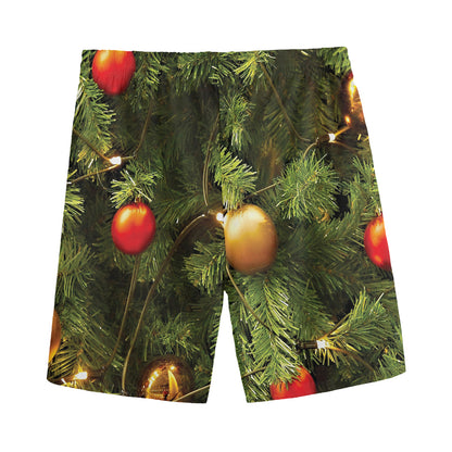 Decorated Christmas Tree Print Men's Sports Shorts