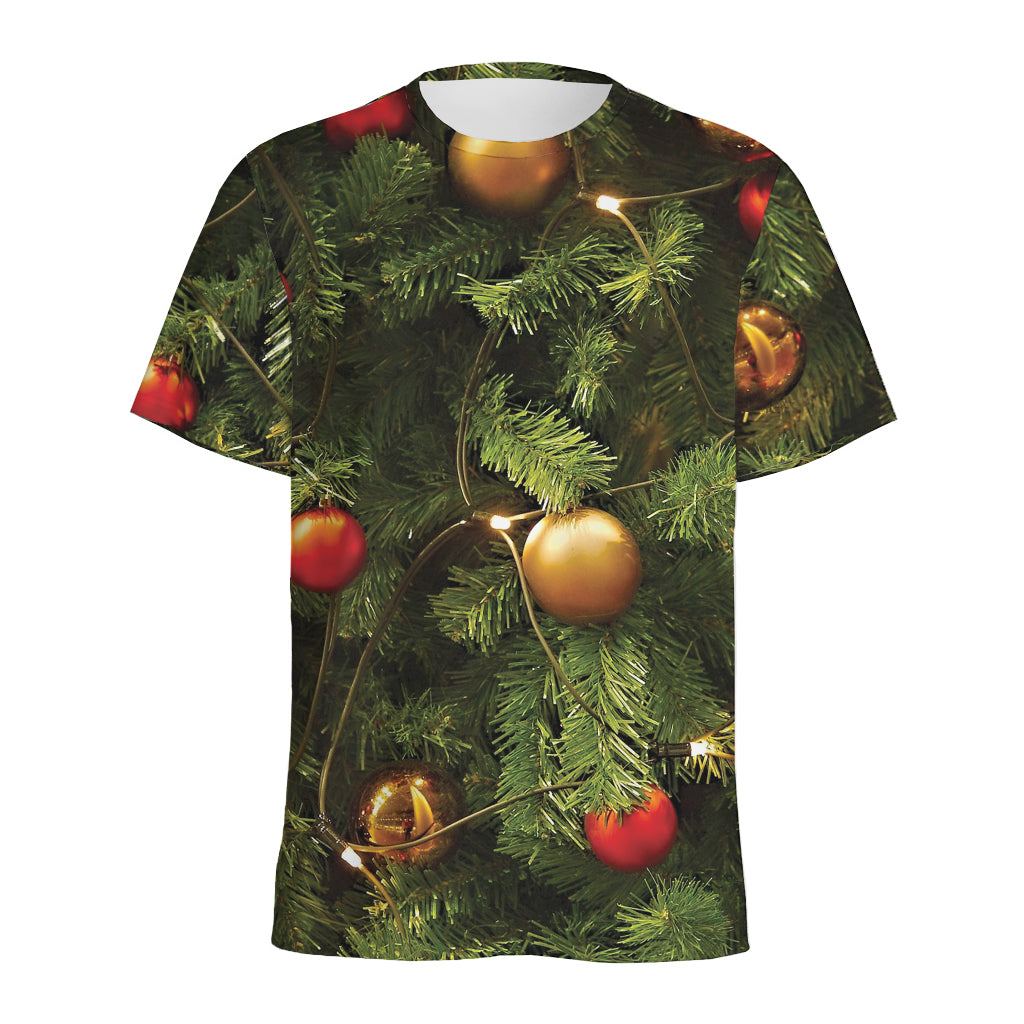 Decorated Christmas Tree Print Men's Sports T-Shirt