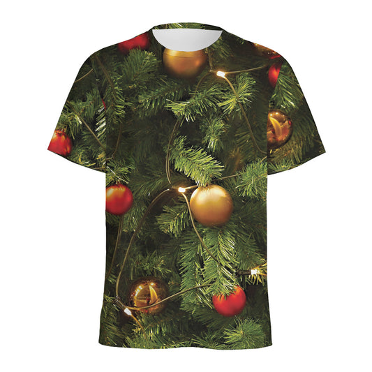 Decorated Christmas Tree Print Men's Sports T-Shirt