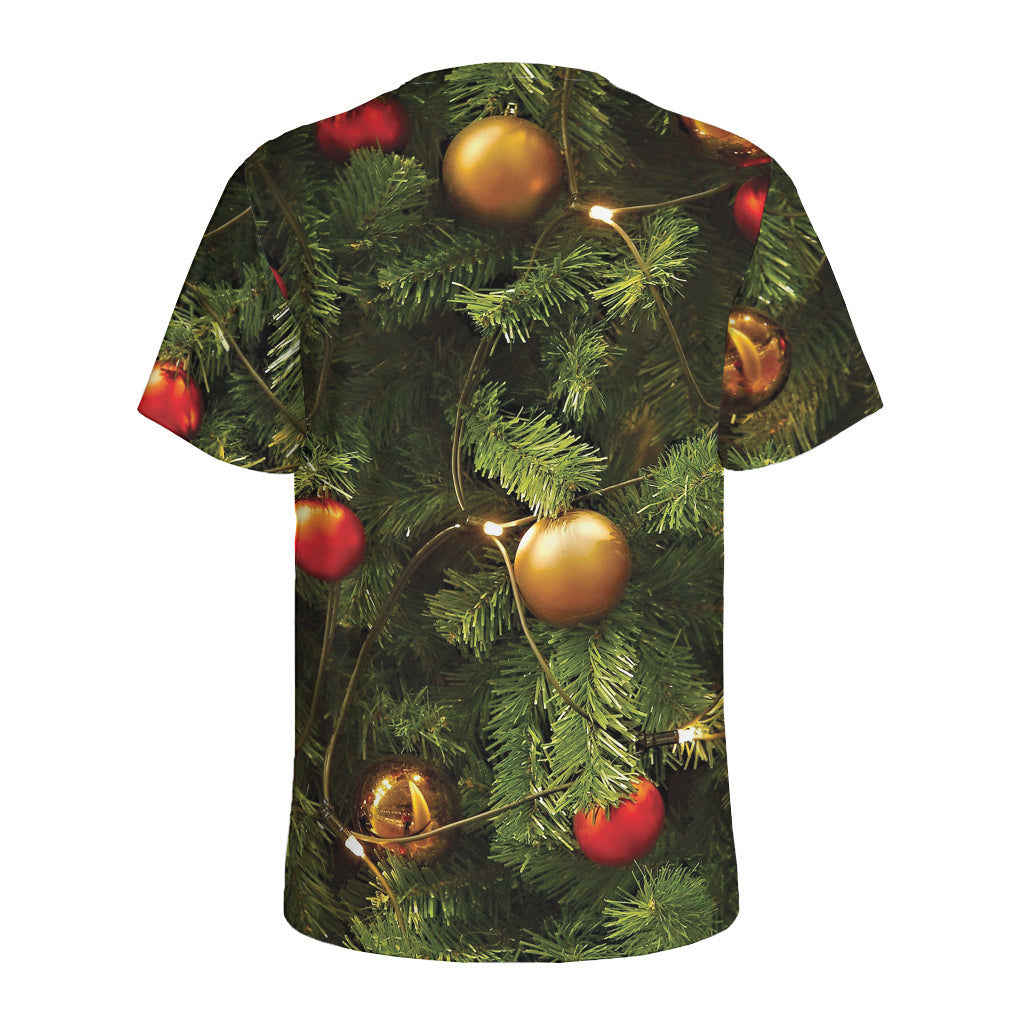 Decorated Christmas Tree Print Men's Sports T-Shirt