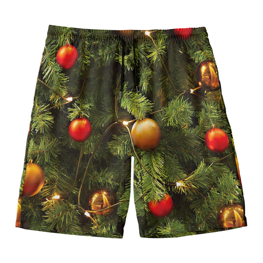 Decorated Christmas Tree Print Men's Swim Trunks