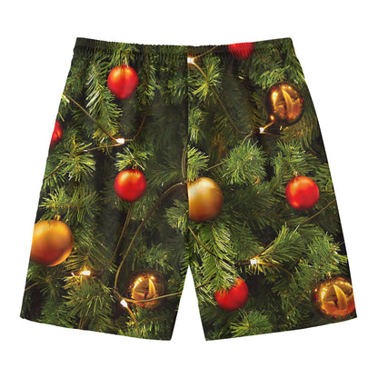 Decorated Christmas Tree Print Men's Swim Trunks