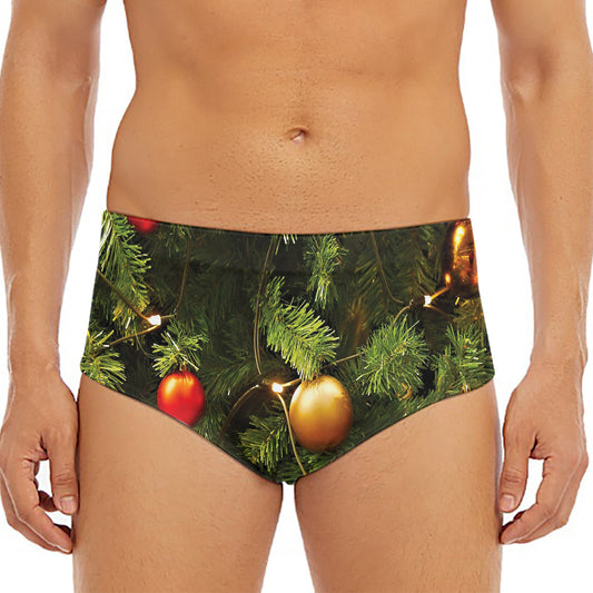 Decorated Christmas Tree Print Men's Triangle Swim Briefs