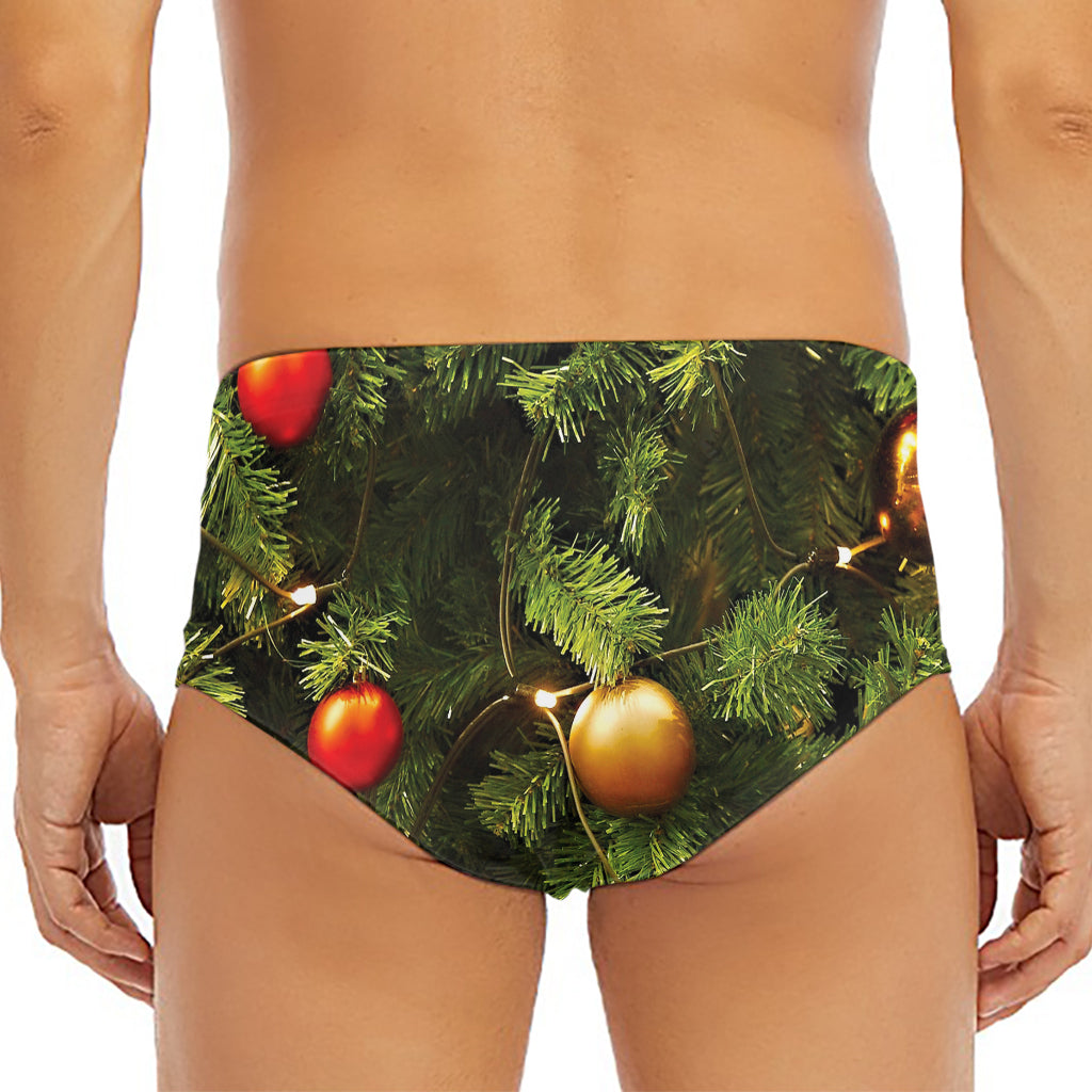 Decorated Christmas Tree Print Men's Triangle Swim Briefs