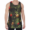 Decorated Christmas Tree Print Men's Velvet Tank Top