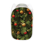 Decorated Christmas Tree Print Mesh Laundry Hamper
