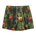 Decorated Christmas Tree Print Mesh Shorts