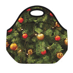 Decorated Christmas Tree Print Neoprene Lunch Bag