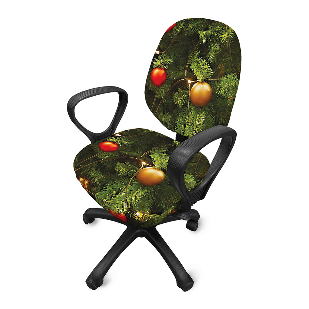 Decorated Christmas Tree Print Office Chair Cover