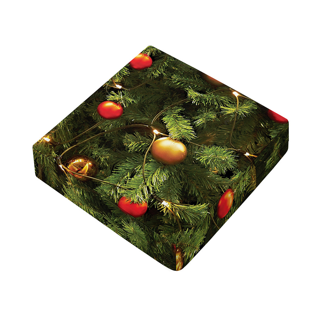 Decorated Christmas Tree Print Outdoor Seat Cushion Cover