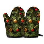 Decorated Christmas Tree Print Oven Mitts