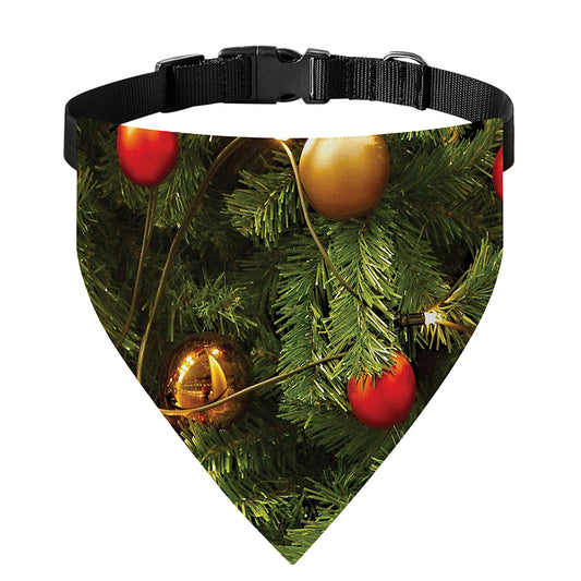 Decorated Christmas Tree Print Over The Collar Dog Bandana