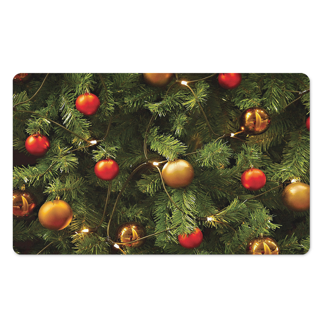 Decorated Christmas Tree Print Polyester Doormat