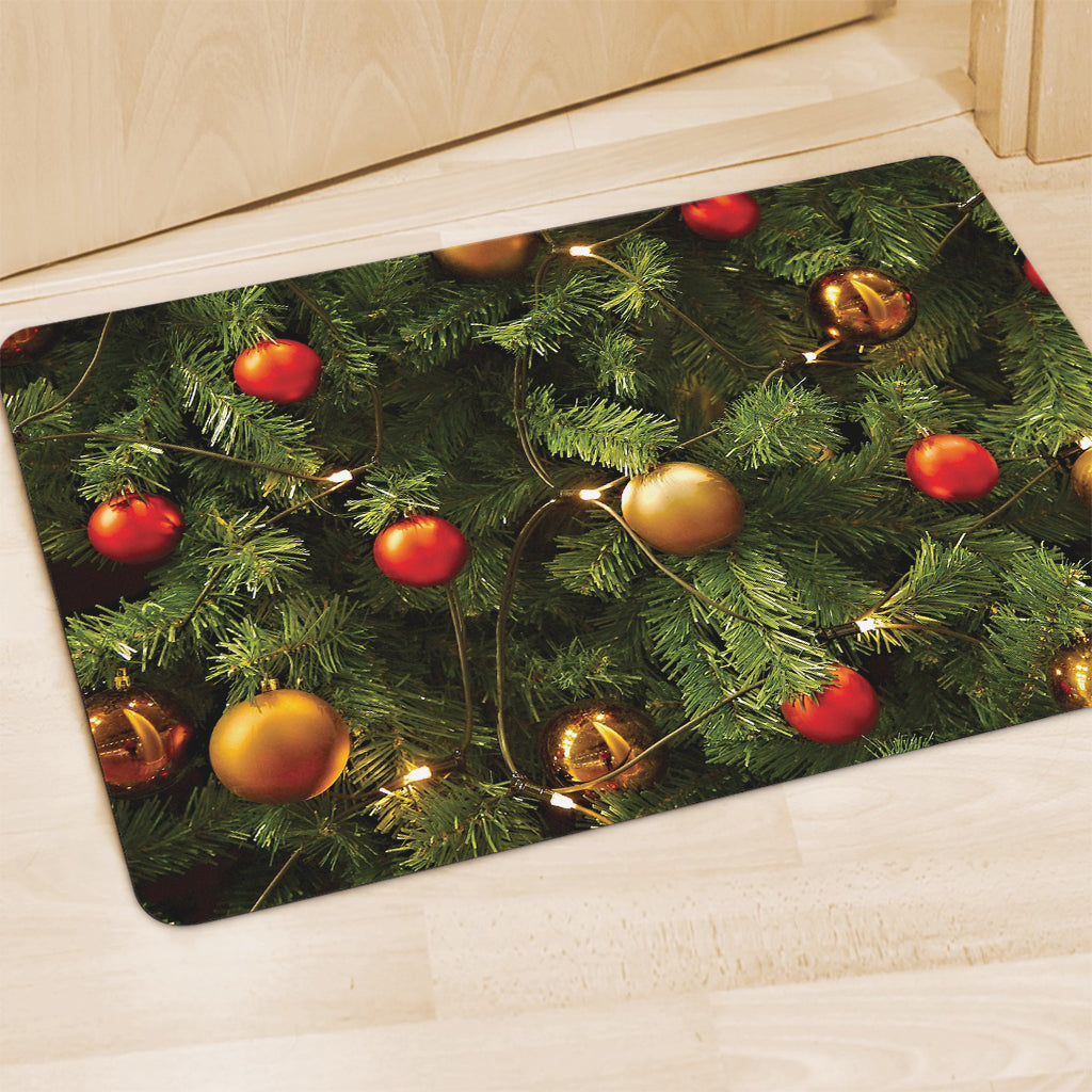 Decorated Christmas Tree Print Polyester Doormat