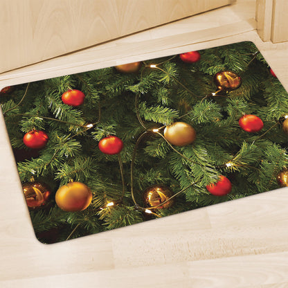 Decorated Christmas Tree Print Polyester Doormat