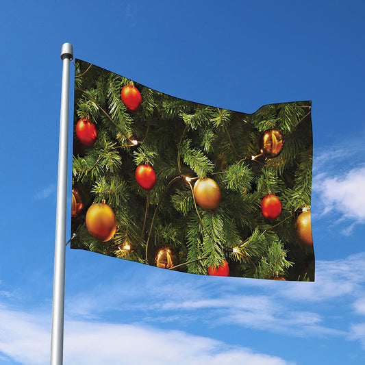 Decorated Christmas Tree Print Polyester Flag