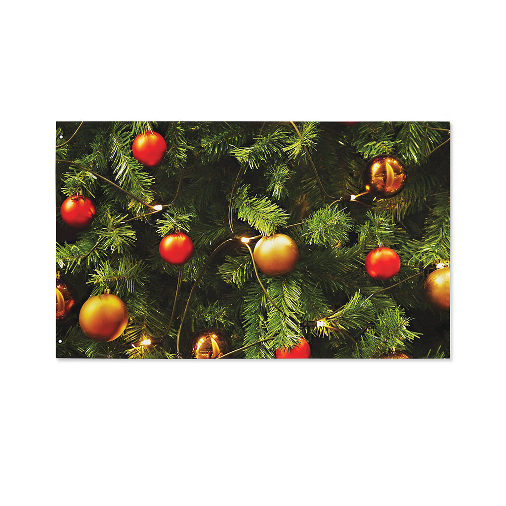 Decorated Christmas Tree Print Polyester Flag