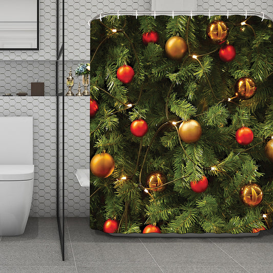 Decorated Christmas Tree Print Polyester Shower Curtain