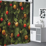 Decorated Christmas Tree Print Premium Shower Curtain