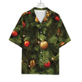 Decorated Christmas Tree Print Rayon Hawaiian Shirt