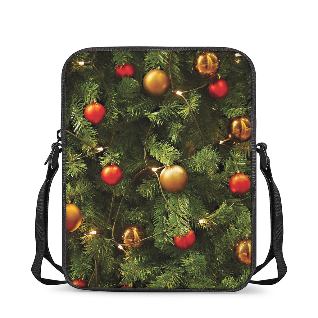 Decorated Christmas Tree Print Rectangular Crossbody Bag