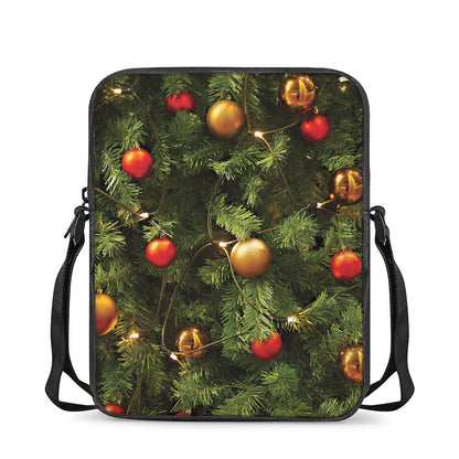 Decorated Christmas Tree Print Rectangular Crossbody Bag