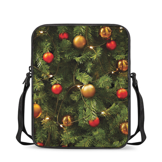 Decorated Christmas Tree Print Rectangular Crossbody Bag