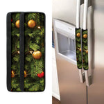 Decorated Christmas Tree Print Refrigerator Handle Covers