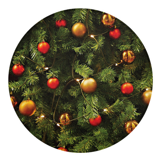 Decorated Christmas Tree Print Round Blanket