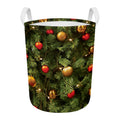 Decorated Christmas Tree Print Round Laundry Basket