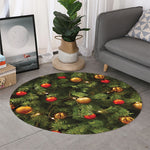 Decorated Christmas Tree Print Round Rug
