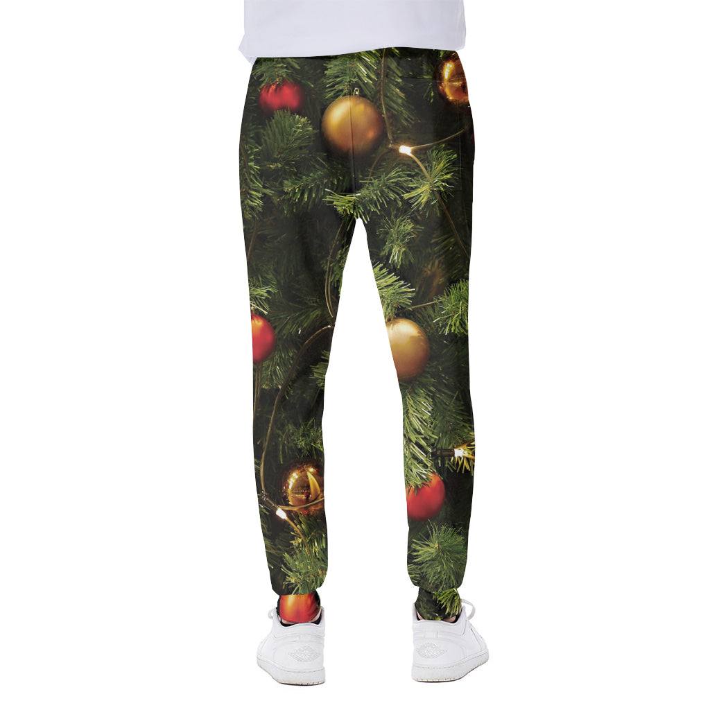 Decorated Christmas Tree Print Scuba Joggers