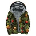Decorated Christmas Tree Print Sherpa Lined Zip Up Hoodie