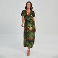 Decorated Christmas Tree Print Short Sleeve Maxi Dress