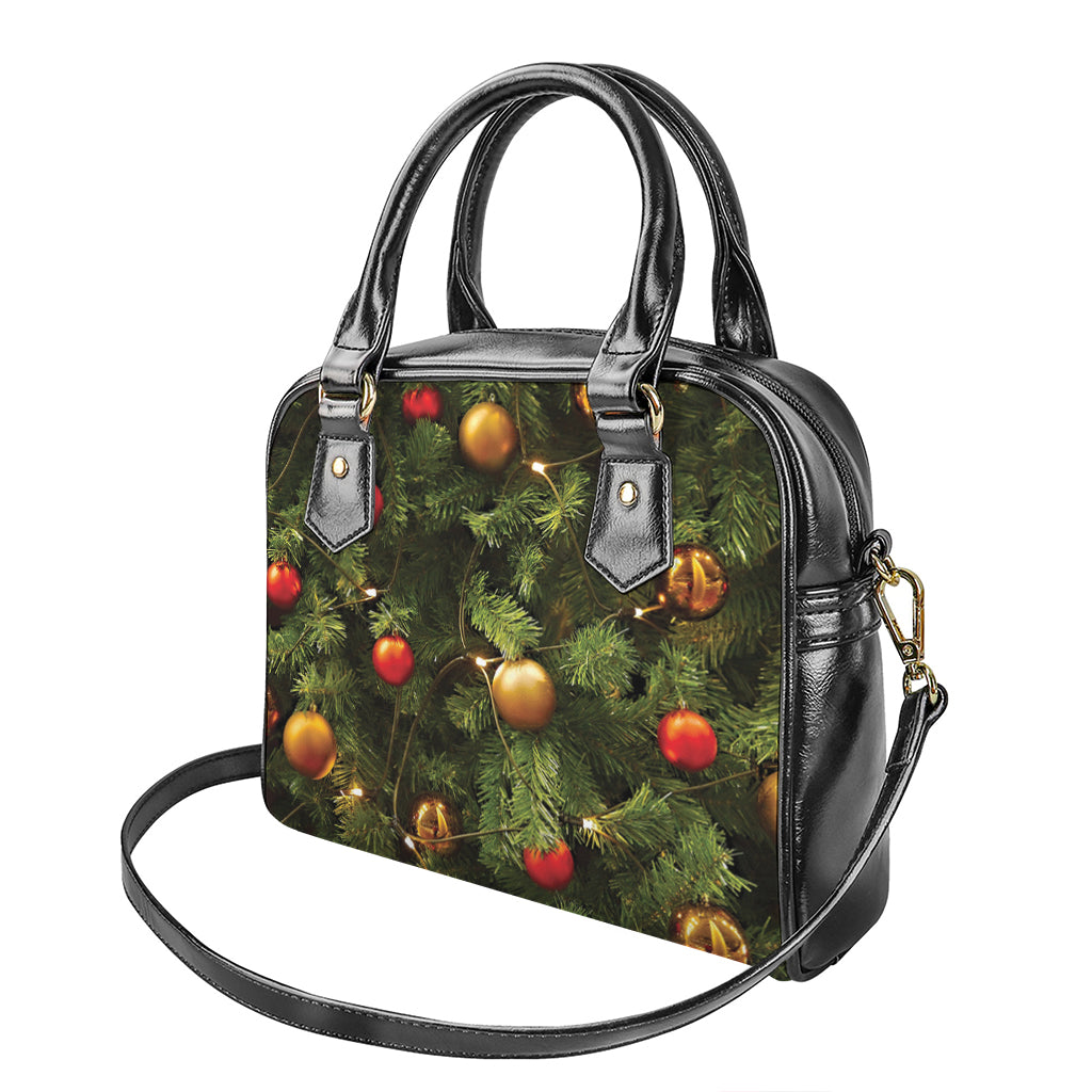 Decorated Christmas Tree Print Shoulder Handbag