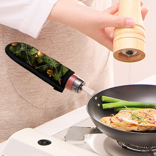 Decorated Christmas Tree Print Skillet Handle Cover