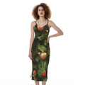 Decorated Christmas Tree Print Slim Fit Midi Cami Dress