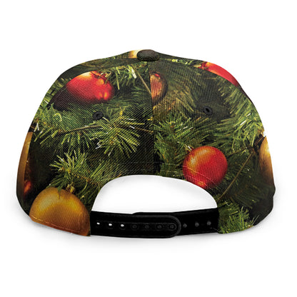 Decorated Christmas Tree Print Snapback Cap