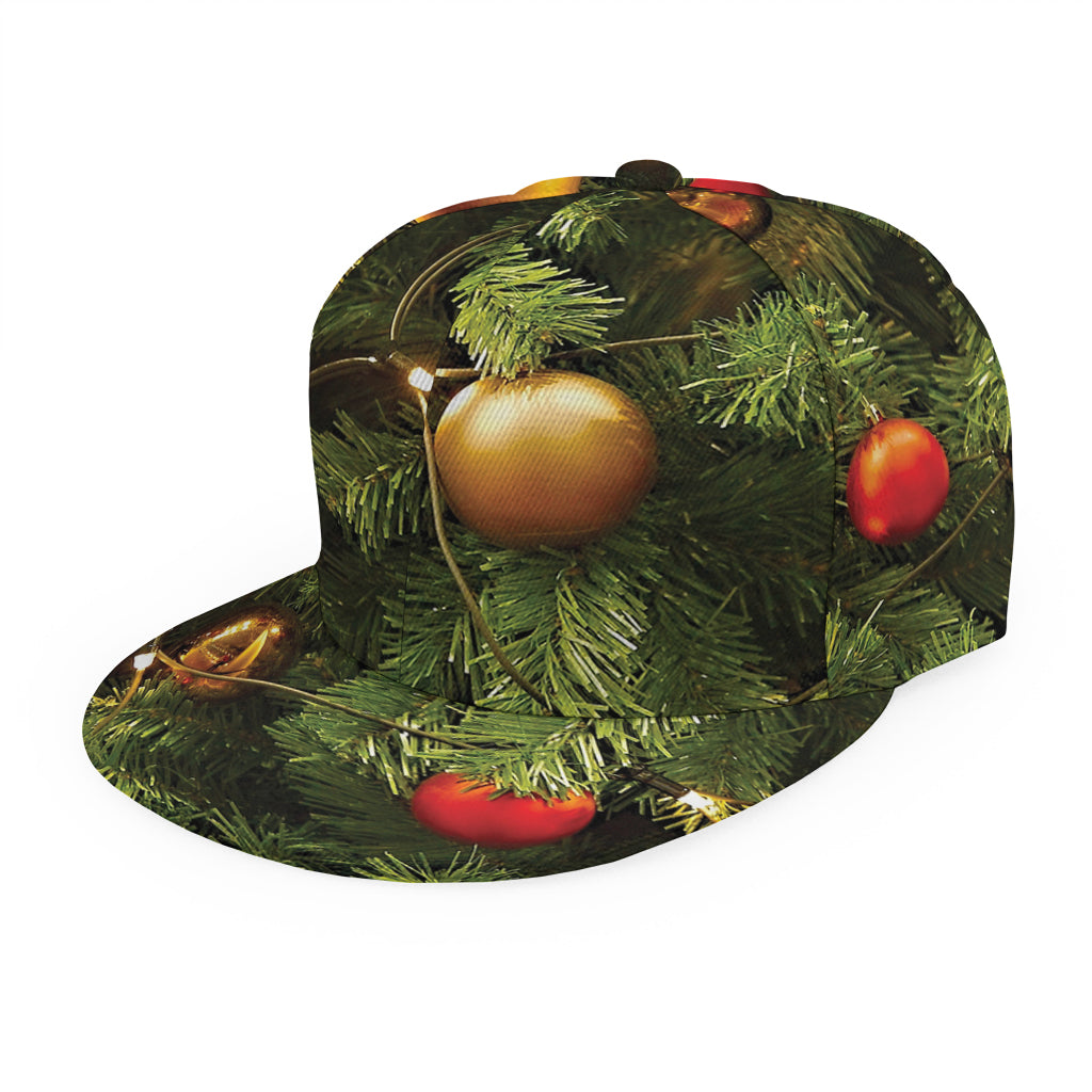 Decorated Christmas Tree Print Snapback Cap