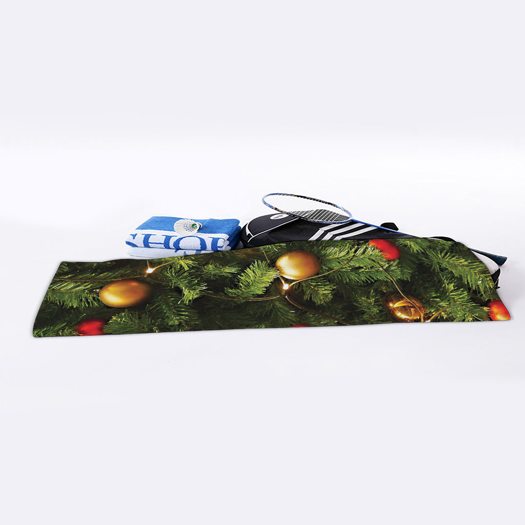 Decorated Christmas Tree Print Sports Towel
